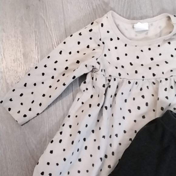 Sz 6-9 months h&m beige l poka dot set l beige and black l girl - Picture 3 of 4